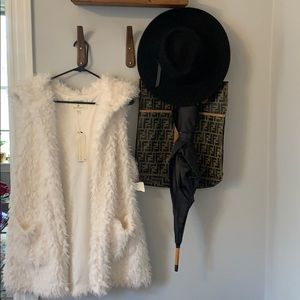 White Faux Fur Vest- NEW with tags